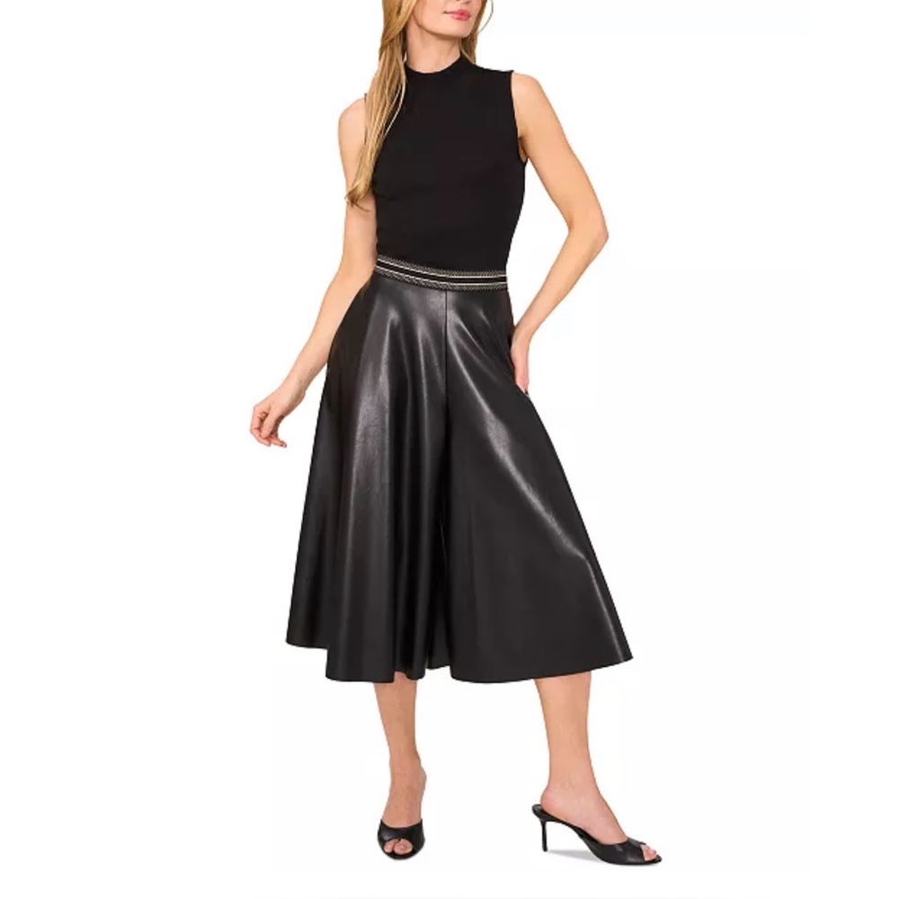 Vince Camuto Black Faux Leather Wide Leg Ankle-Length Pants XXL